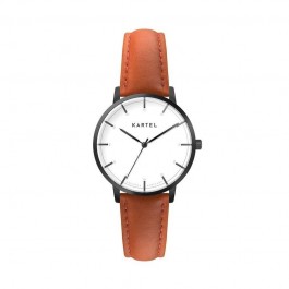 ISLA 34MM ORANGE LEATHER STRAP WATCH
