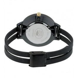 Laura Ashley Black Split Mesh Band Sunray Dial Watch