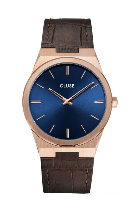 CW0101503002 Men's Watch with Leather Strap Vigoureux rose gold / blue