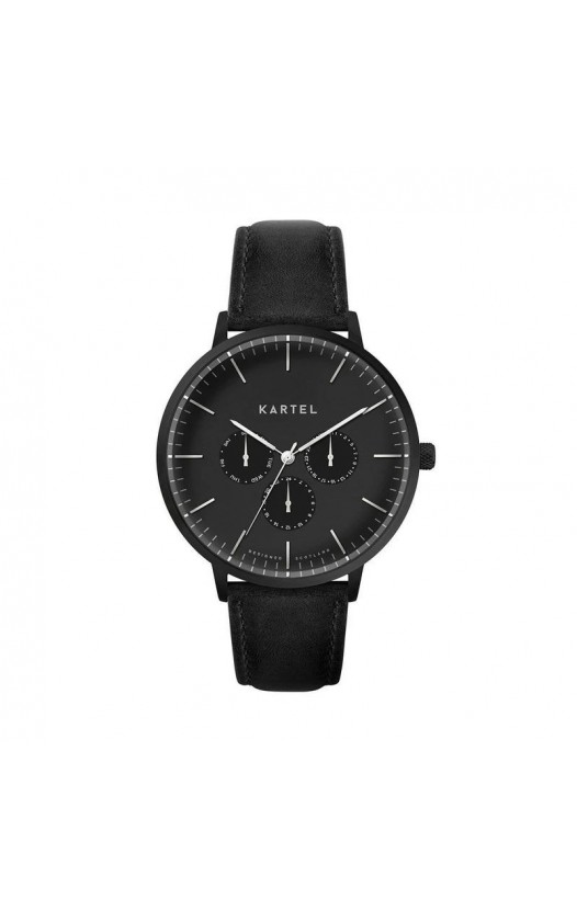 CUILLIN 43MM BLACK LEATHER STRAP WATCH