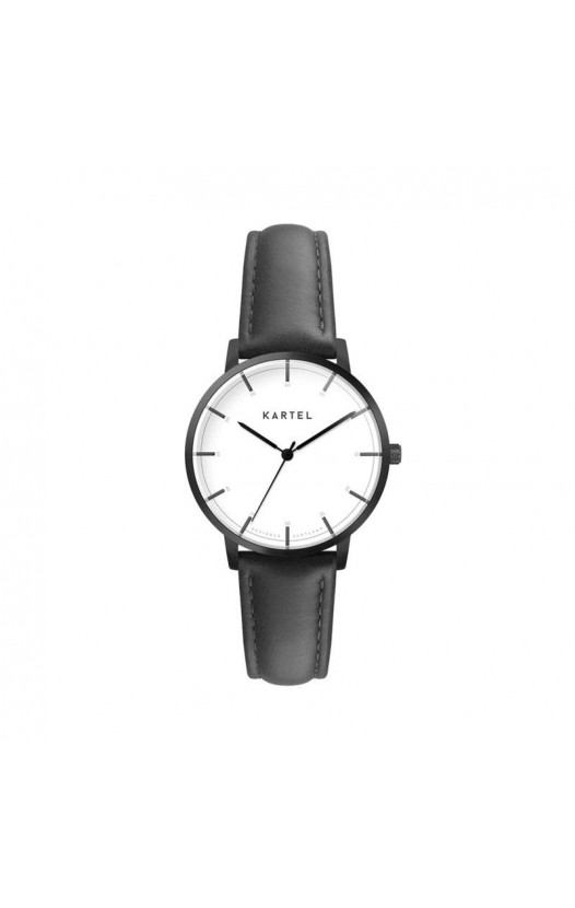 ISLA 34MM BLACK LEATHER STRAP WATCH