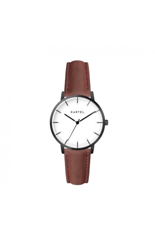 ISLA 34MM MAROON LEATHER STRAP WATCH