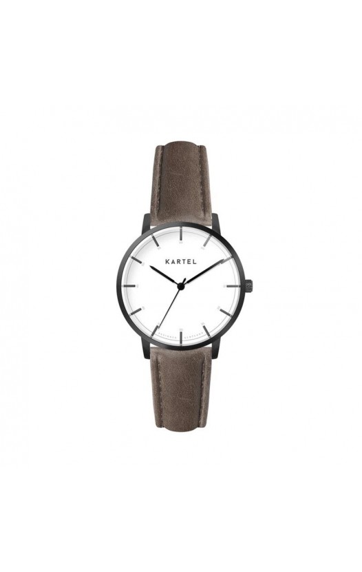 ISLA 34MM BROWN LEATHER STRAP WATCH