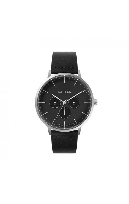CUILLIN 43MM BLACK LEATHER STRAP WATCH