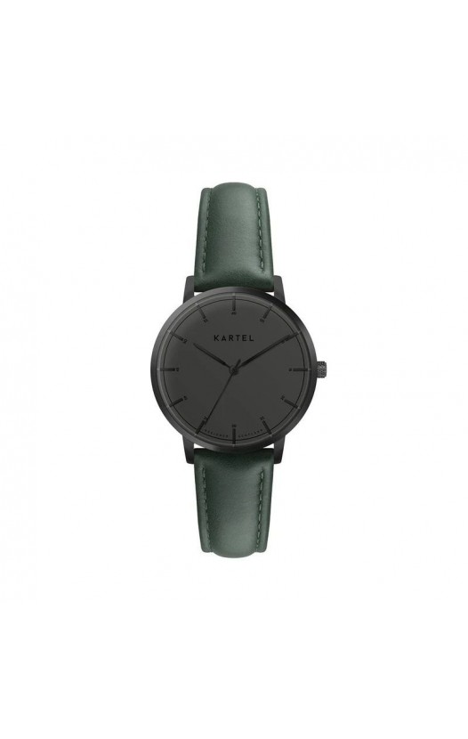 ISLA 34MM GREEN LEATHER STRAP WATCH