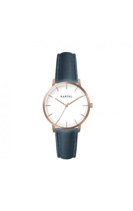 ISLA 34MM BLUE LEATHER STRAP WATCH