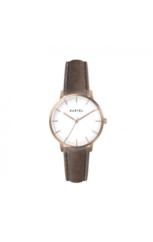 ISLA 34MM BROWN LEATHER STRAP WATCH