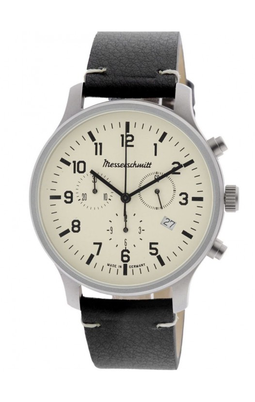 ME-3H199L Men's Watch Chronograph with Black Leather Strap