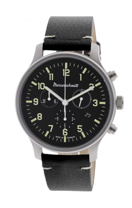 ME-3H200L Men's Watch Chronograph with Black Leather Strap
