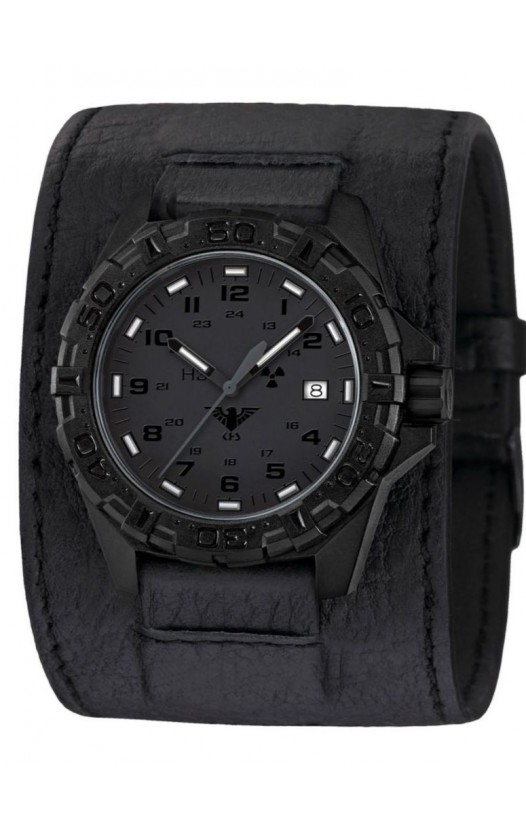 REXT.LK Mens Watch Reaper XTAC with Leather Strap Power-Band Black