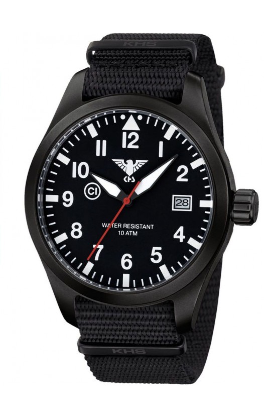 AIRBS.NB Mens Watch Airleader Black Steel Nato Band Black