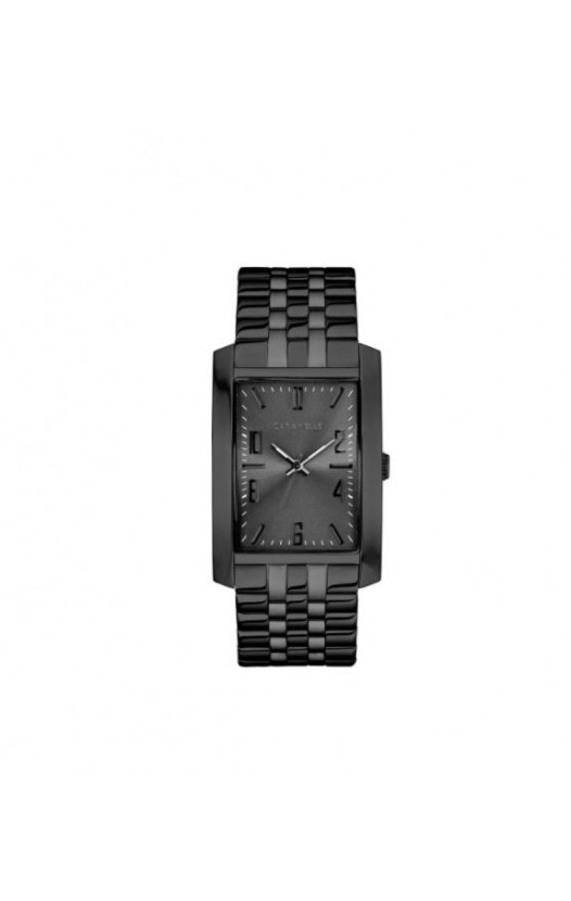 Caravelle Designed by Bulova Men's 45A140 Rectangular Black-Tone Stainless Bracelet Watch