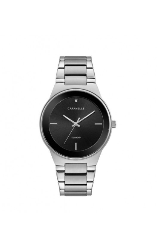 Caravelle Designed by Bulova Women's 43P110 Diamond Accent Black Dial Bracelet Watch