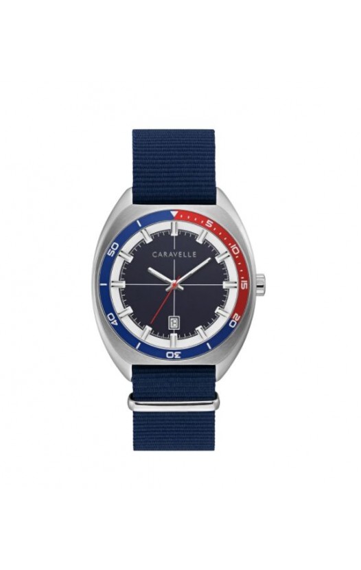Caravelle by Bulova Mens 43B167 NATO Navy Nylon Strap Watch