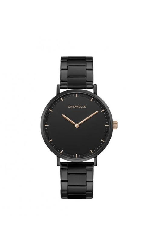 Caravelle by Bulova Mens 45A145 Black IP Stainless Bracelet Watch