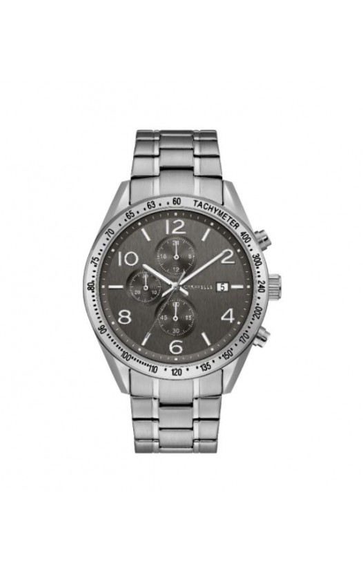 Caravelle by Bulova Mens 43B164 Stainless Chrono Black Dial Bracelet Watch