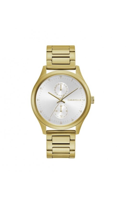 Caravelle by Bulova Mens 44C111 Gold-Tone Stainless Multifunction Bracelet Watch