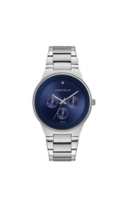 Caravelle by Bulova Mens 43D107 Multifunction Diamond Accent Dial Bracelet Watch