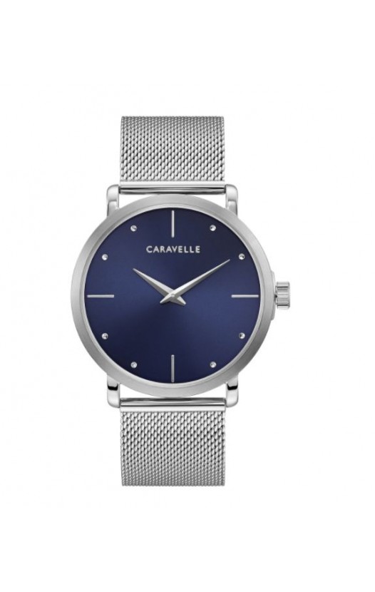 Caravelle by Bulova Mens 43A149 Stainless Blue Dial Mesh Bracelet Watch