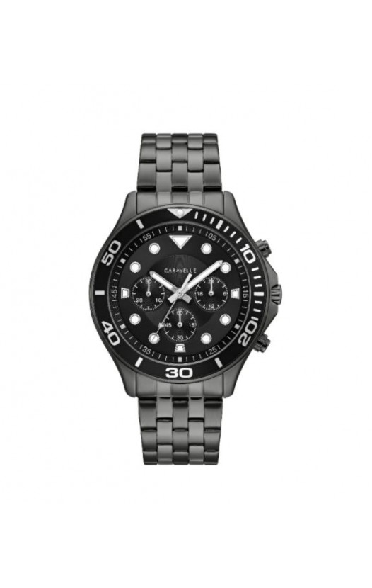 Caravelle Designed by Bulova Men's 45A144 Black Stainless Chrono Bracelet Watch