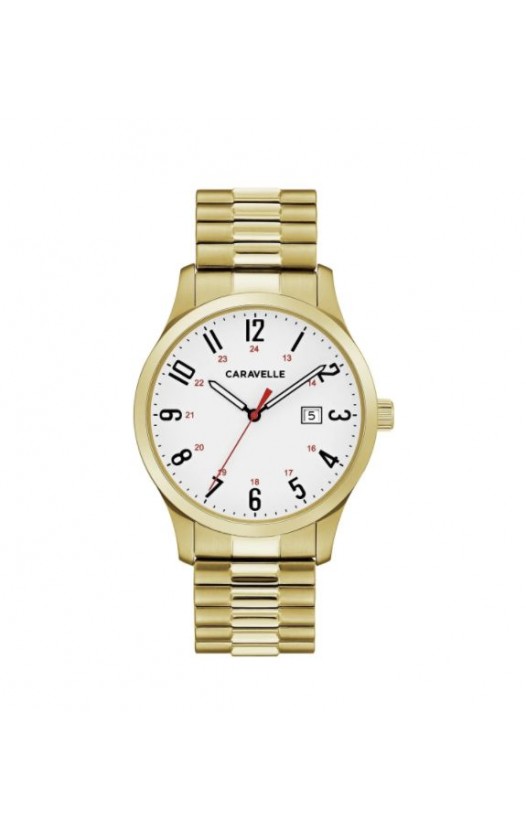Caravelle Designed by Bulova Men's 44B117 Easy Reader Gold-Tone Stainless Expansion Bracelet Watch