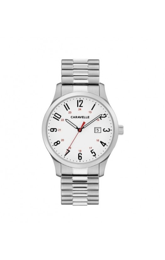 Caravelle Designed by Bulova Men's 43B153 Stainless Expansion Bracelet Easy Reader Watch