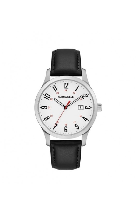 Caravelle Designed by Bulova Women's 43M118 Easy Reader Black Leather Strap Watch
