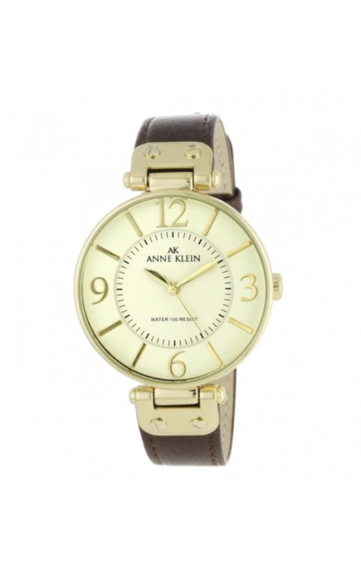 Anne Klein Women's Steel Brown Leather Strap Watch