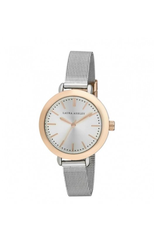 Laura Ashley Ladies Two Toned Rose Gold Mesh Watch