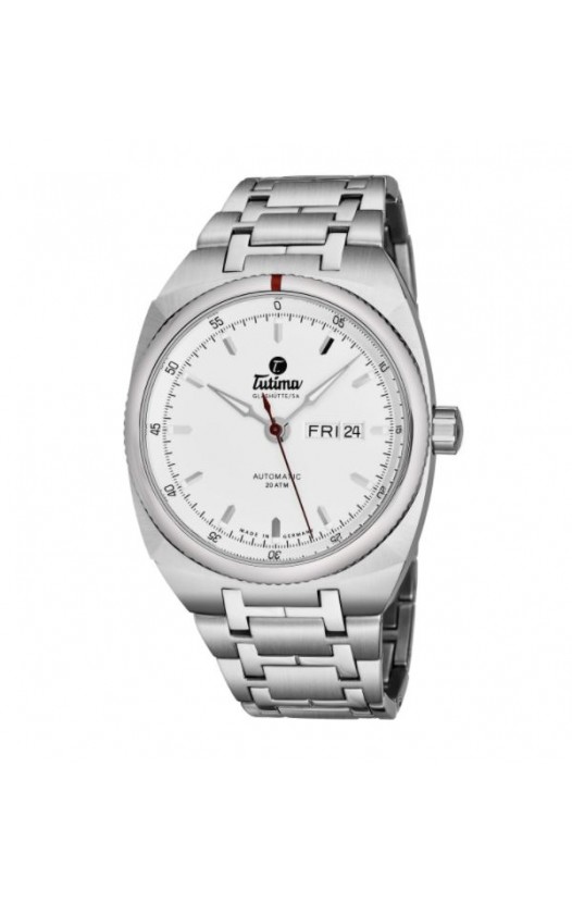 Tutima Men's 6120-02 'Saxon One' Silver Dial Stainless Steel Date Day German Mechanical Automatic Watch