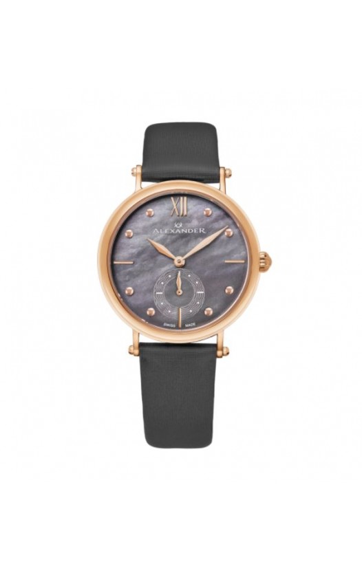 Alexander Women's Swiss Made Roxana Gray Leather Strap Watch