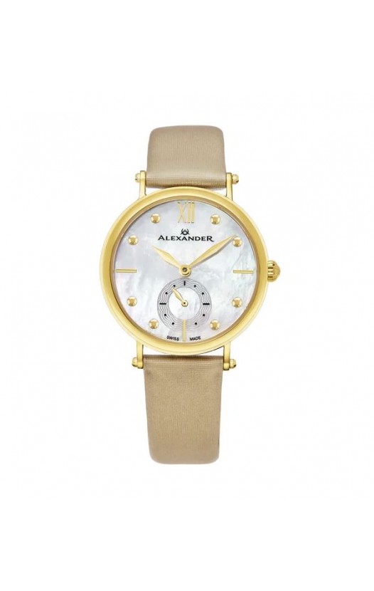 Alexander Women's Gold Tone Roxana Swiss Made Tan Leather Strap Watch