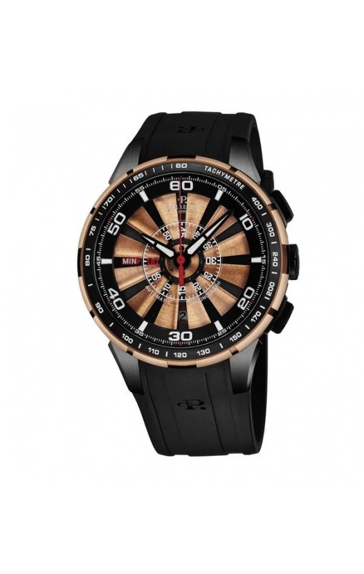 Perrelet Men's A3036/2 'Turbine Chrono' Black Dial Black Rubber Strap Automatic Watch