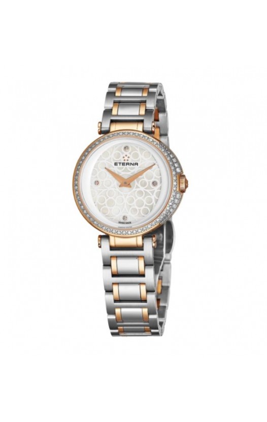 Eterna Women's 2561.59.61.1724 'Grace' Mother of Pearl Dial Two Tone Stainless Steel Diamond Quartz Watch