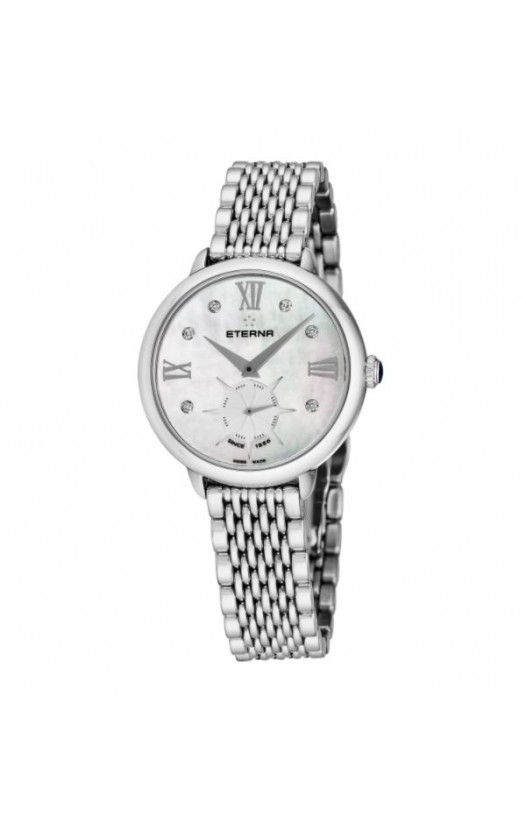 Eterna Women's 2801.41.66.1743 'Eternity' Mother of Pearl Diamond Dial Stainless Steel Small Seconds Quartz Watch