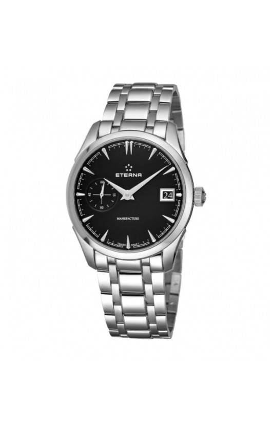 Eterna Men's 7682.41.40.1700 'Heritage' Black Dial Stainless Steel Small Seconds Automatic Swiss Made Watch