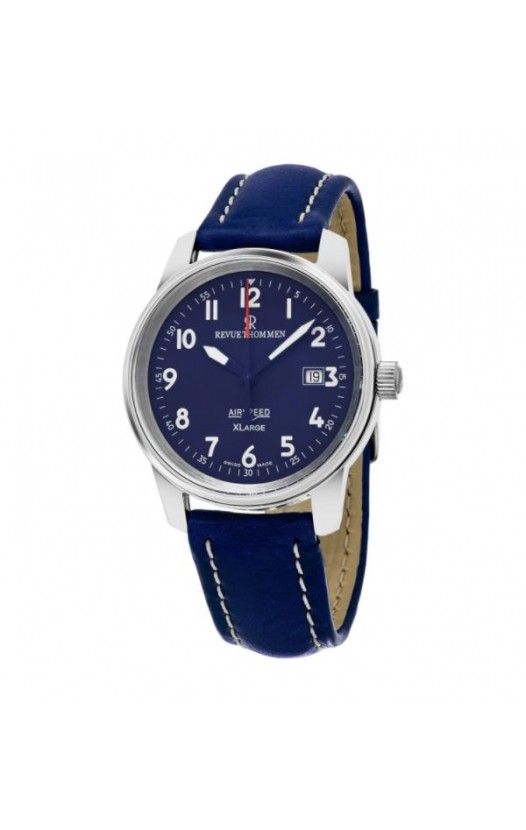 Revue Thommen Men's 16052.2535 'Air speed XL' Blue Dial Swiss Mechanical Watch with Blue Leather Strap