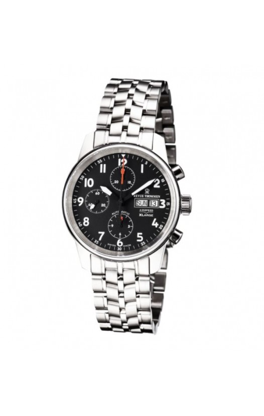 Revue Thommen 16051.6137 'Auto Chrono' Black Dial Stainless Steel Bracelet Swiss Automatic Watch