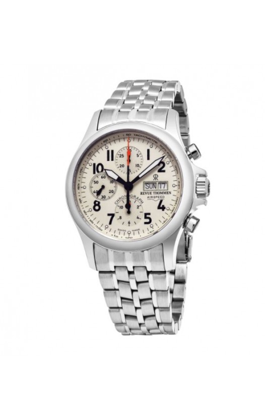 Revue Thommen Men's 17081.6138 'Pilot' Ivory Dial Stainless Steel Chronograph Swiss Automatic Watch