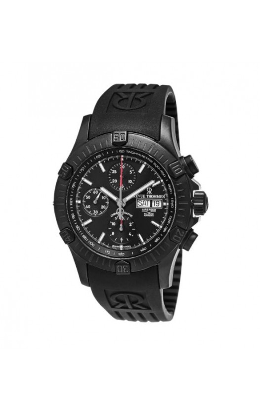 Revue Thommen Men's 16071.6877 'Air Speed' Black Dial Black Rubber Strap Swiss Automatic Watch