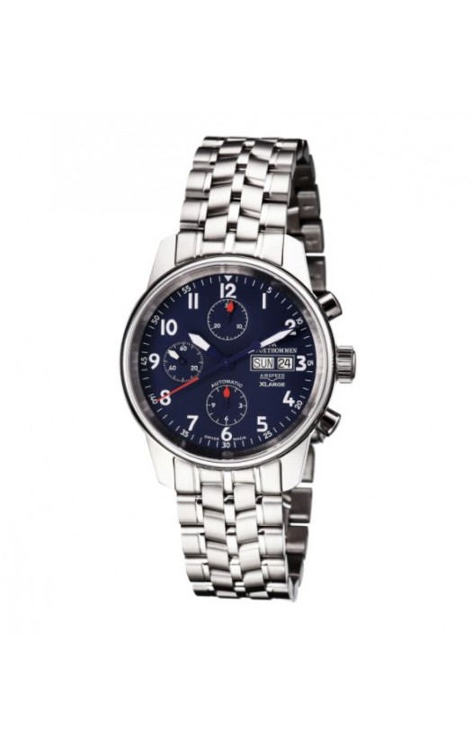 Revue Thommen 16051.6135 'Auto Chrono' Blue Dial Stainless Steel Bracelet Swiss Automaitc Watch