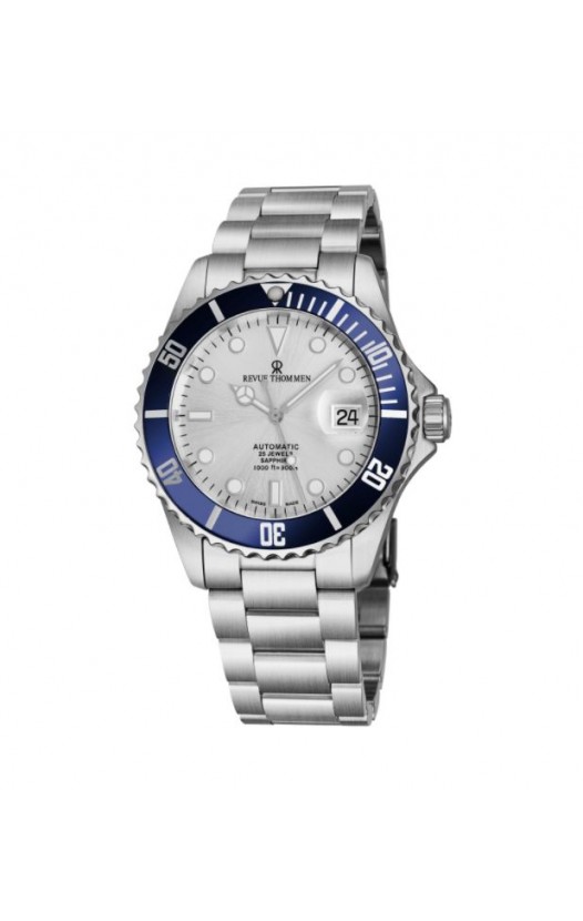 Revue Thommen Men's 17571.2125 'Diver' Silver Dial Stainless Steel Bracelet Swiss Automatic Watch