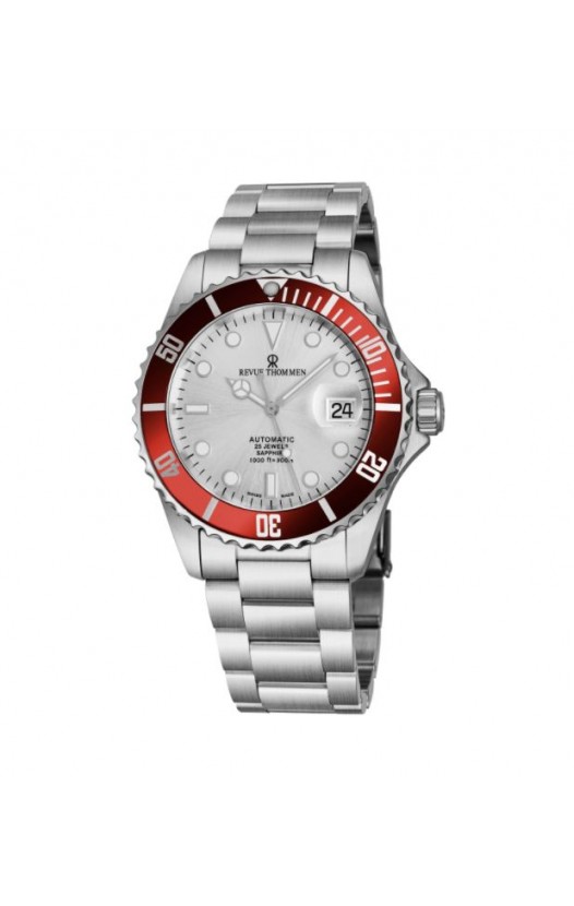 Revue Thommen Men's 17571.2126 'Diver' Silver Dial Stainless Steel Bracelet Swiss Automatic Watch