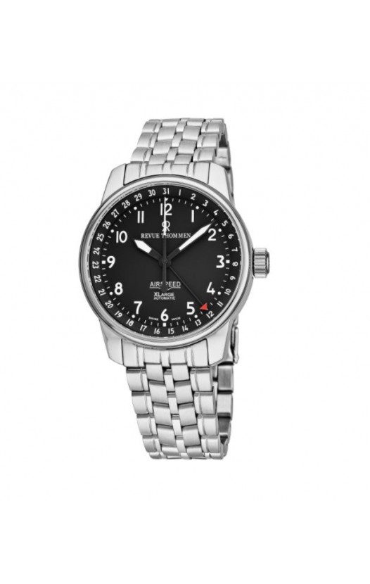 Revue Thommen Men's 16050.2137 'Air Speed' Black Dial Stainless Steel Swiss Automatic Watch