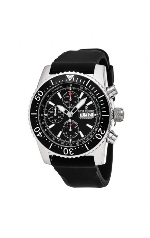 Revue Thommen 17030.6534 'Air Speed' Black Dial Black Rubber Strap Chronograph Swiss Automatic Watch