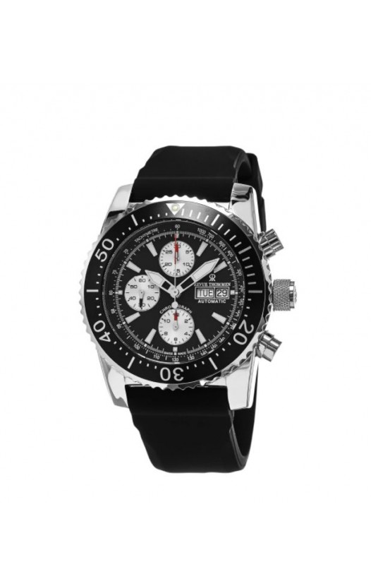 Revue Thommen Men's 17030.6537 'Air Speed' Black Dial Black Rubber Strap Chronograph Swiss Automatic