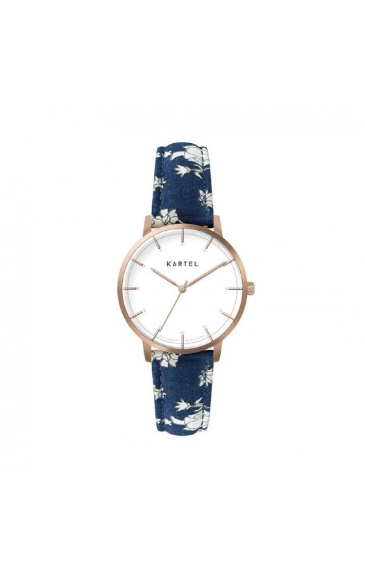ISLA 34MM BLUE FABRIC STRAP WATCH
