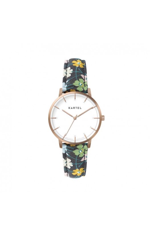 ISLA 34MM FLORAL FABRIC STRAP WATCH
