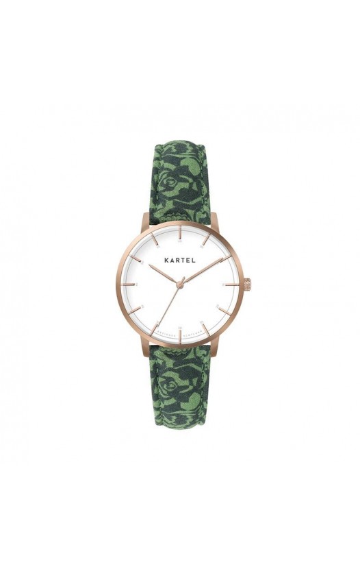 ISLA 34MM GREEN FABRIC STRAP WATCH