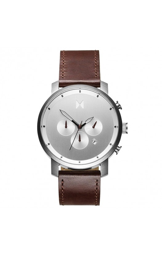 CHRONO SILVER BROWN LEATHER